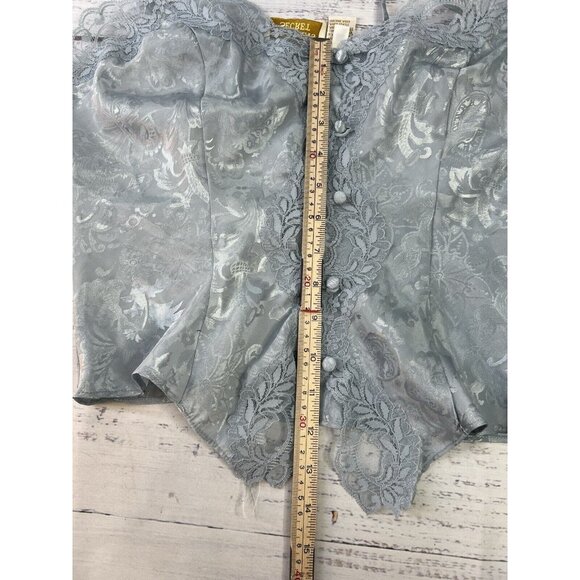 Victoria's Secret Gold Label Vintage Medium Blue Satin Button Lace Camisole Y2K - Picture 8 of 10